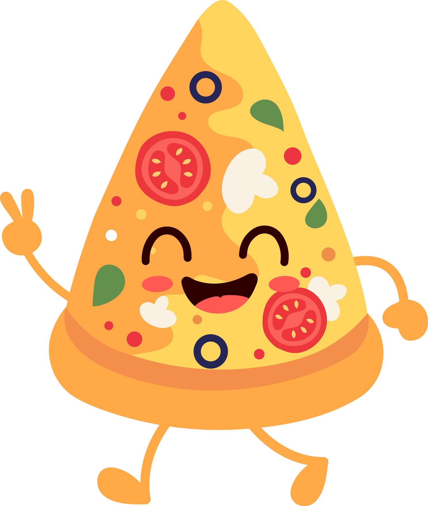 Kawaii Pizza Slice, Cute Pizza Slice mascot